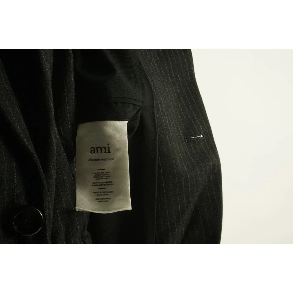 New AMI Alexandre Mattiussi Chalk Stripe Flannel Suit Men 38 Jacket 30 x 27 Pant